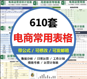 610套电商常用表格大全-电商运营管理数据分析年度报表Excel表格【电商热销993】-欢迎访问本站